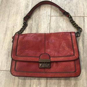 Genuine red leather Fossil handbag